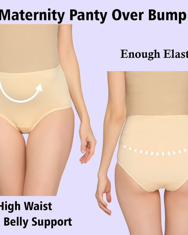 Evamomies Women's High Waist Soft Comfy Cotton Lycra Maternity Panty | Pregnancy Panty | Maternity Panties (Pack of 3)