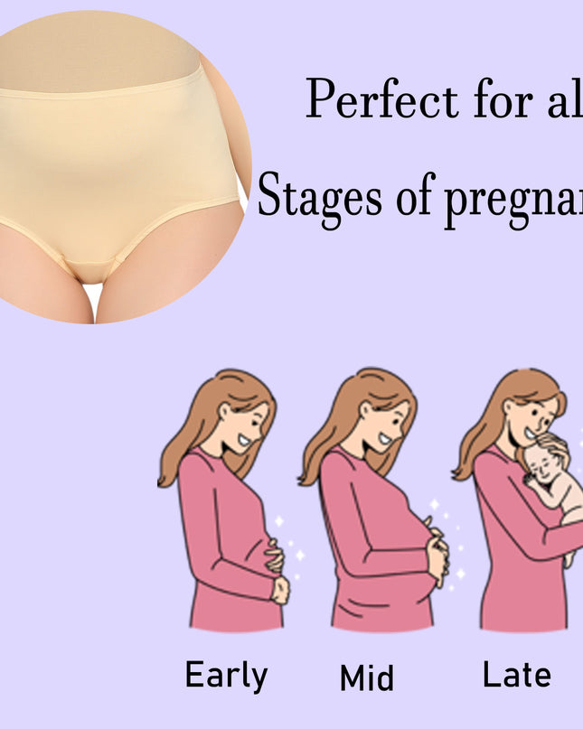 Evamomies Women's High Waist Soft Comfy Cotton Lycra Maternity Panty | Pregnancy Panty | Maternity Panties (Pack of 3)