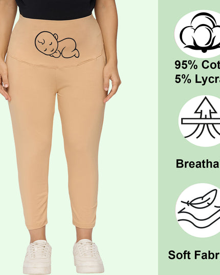 Evamomies Women's Cotton Lycra Maternity Leggings for Pregnant Women Pre & Post Pregnancy
