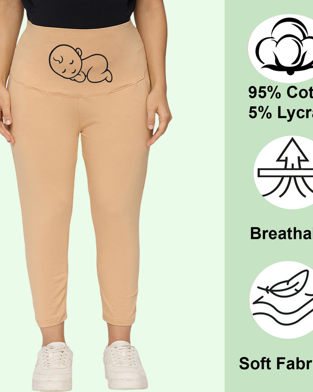 Evamomies Women's Cotton Lycra Maternity Leggings for Pregnant Women Pre & Post Pregnancy