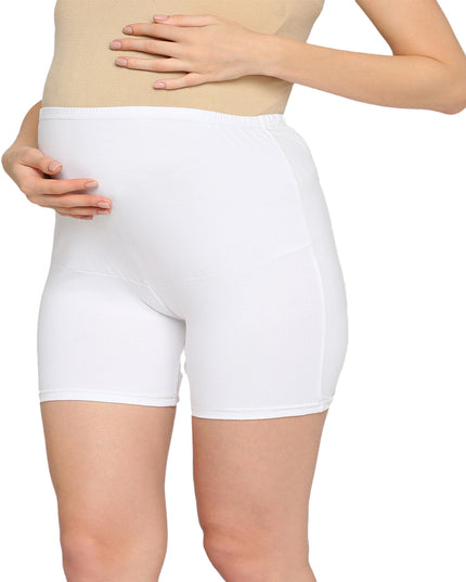 Evamomies Women's High Waist & Mid-Thigh Cotton Lycra Maternity Shorts|Pregnancy Panty|Maternity Panties Over The Belly  for the Pre & Post Pregnancy (Pack Of 1)
