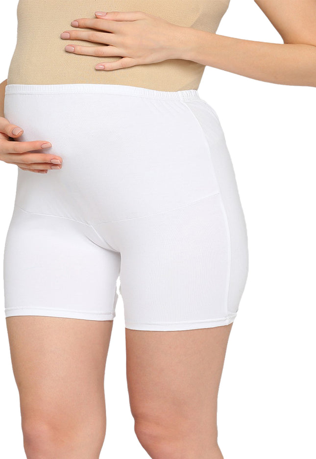 Evamomies Women's High Waist & Mid-Thigh Cotton Lycra Maternity Shorts|Pregnancy Panty|Maternity Panties Over The Belly  for the Pre & Post Pregnancy (Pack Of 1)