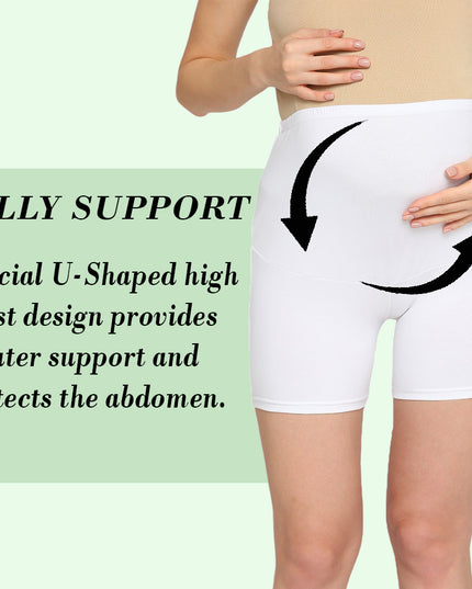 Evamomies Women's High Waist & Mid-Thigh Cotton Lycra Maternity Shorts|Pregnancy Panty|Maternity Panties Over The Belly  for the Pre & Post Pregnancy