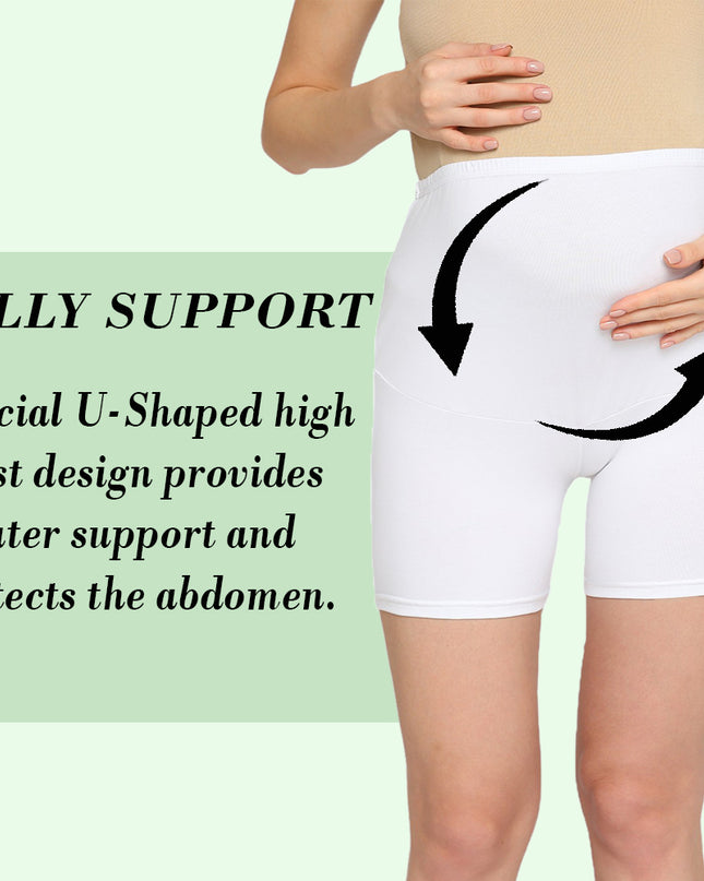 Evamomies Women's High Waist & Mid-Thigh Cotton Lycra Maternity Shorts|Pregnancy Panty|Maternity Panties Over The Belly  for the Pre & Post Pregnancy