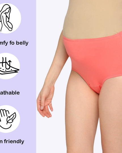 Evamomies Women's High Waist Soft Comfy Cotton Lycra Maternity Panty | Pregnancy Panty | Maternity Panties (Pack of 1)