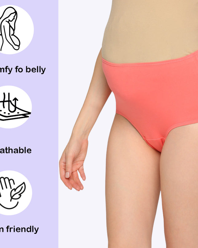 Evamomies Women's High Waist Soft Comfy Cotton Lycra Maternity Panty | Pregnancy Panty | Maternity Panties (Pack of 1)