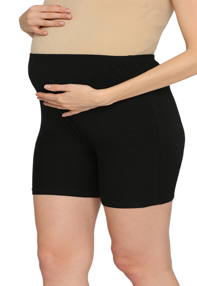 Evamomies Women's High Waist & Mid-Thigh Cotton Lycra Maternity Shorts|Pregnancy Panty|Maternity Panties Over The Belly  for the Pre & Post Pregnancy