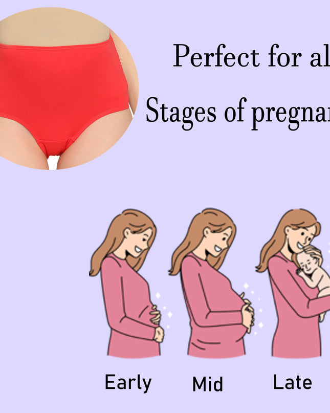 Evamomies Women's High Waist Soft Comfy Cotton Lycra Maternity Panty | Pregnancy Panty | Maternity Panties (Pack of 3)