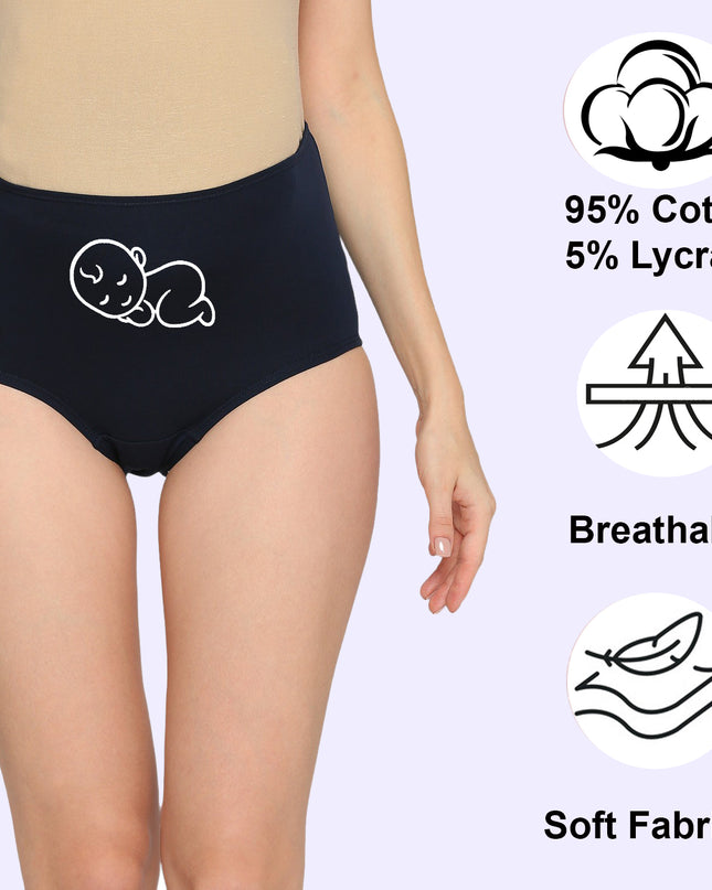 Evamomies Women's High Waist Soft Comfy Cotton Lycra Maternity Panty | Pregnancy Panty | Maternity Panties (Pack of 1)