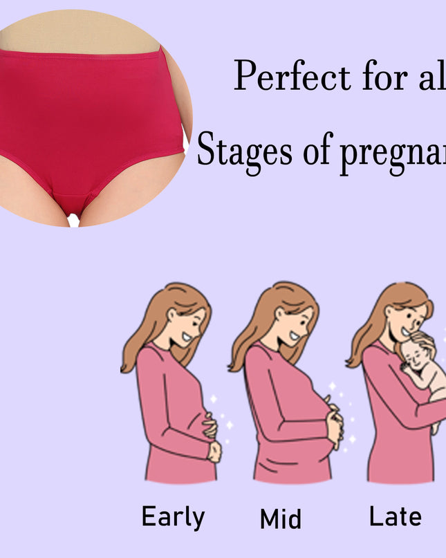 Evamomies Women's High Waist Soft Comfy Cotton Lycra Maternity Panty | Pregnancy Panty | Maternity Panties (Pack of 1)