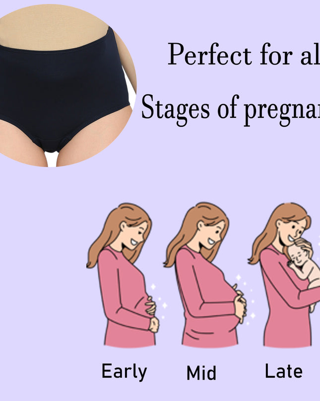 Evamomies Women's High Waist Soft Comfy Cotton Lycra Maternity Panty | Pregnancy Panty | Maternity Panties (Pack of 1)