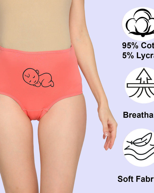 Evamomies Women's High Waist Soft Comfy Cotton Lycra Maternity Panty | Pregnancy Panty | Maternity Panties (Pack of 1)