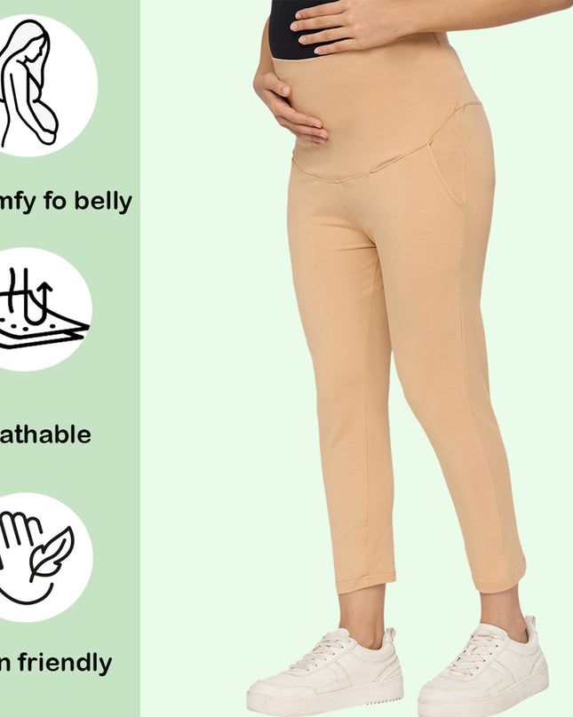 Evamomies Women's Cotton Lycra Maternity Leggings for Pregnant Women Pre & Post Pregnancy