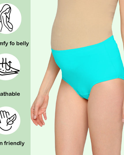Evamomies Women's High Waist Soft Comfy Cotton Lycra Maternity Panty | Pregnancy Panty | Maternity Panties (Pack of 3)